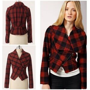Anthropologie Buffalo Plaid Line Me Up Moto Jacket​​​​​